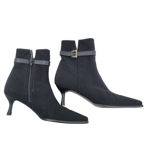 Stuart Weitzman Sync Gore-Tex Ankle Booties Leather Trim Heels Womens Size 7 1/2 - Picture 2 of 7